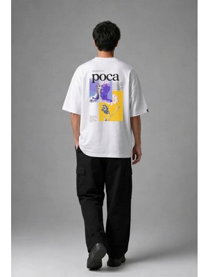 Posh Cabal A03098 Baskılı Oversize Beyaz Erkek T-Shirt
