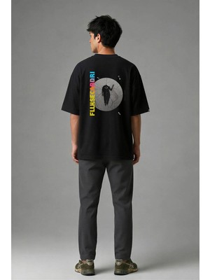 Posh Cabal A02067 Baskılı Oversize Siyah Erkek T-Shirt
