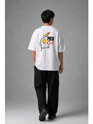 Posh Cabal A03027 Baskılı Oversize Beyaz Erkek T-Shirt
