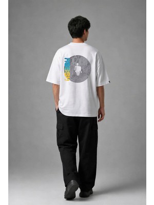 Posh Cabal A02065 Baskılı Oversize Beyaz Erkek T-Shirt