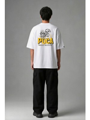 Posh Cabal A03018 Baskılı Oversize Beyaz Erkek T-Shirt