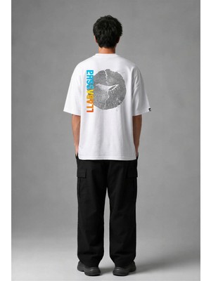 Posh Cabal A02068 Baskılı Oversize Beyaz Erkek T-Shirt