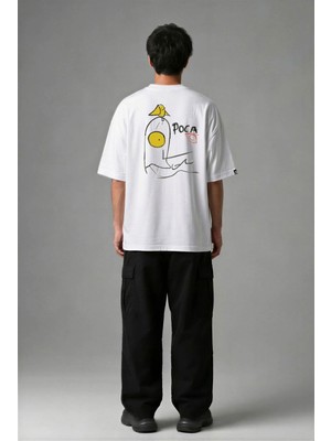 Posh Cabal A03033 Baskılı Oversize Beyaz Erkek T-Shirt