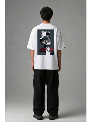 Posh Cabal A02137 Baskılı Oversize Beyaz Erkek T-Shirt