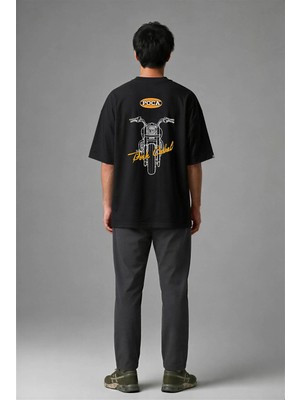 Posh Cabal A01066 Baskılı Oversize Siyah Erkek T-Shirt