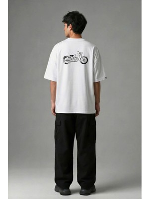 Posh Cabal A02081 Baskılı Oversize Beyaz Erkek T-Shirt