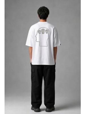 Posh Cabal A02043 Baskılı Oversize Beyaz Erkek T-Shirt