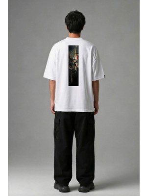 Posh Cabal A02141 Baskılı Oversize Beyaz Erkek T-Shirt