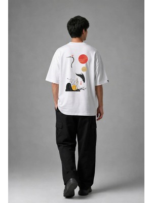 Posh Cabal A02075 Baskılı Oversize Beyaz Erkek T-Shirt