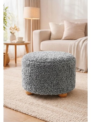 Peluş Puf Kumaş Doğal Gürgen Topuz Ayaklı Puf & Koltuk & Bench Çok Amaçlı Koltuk
