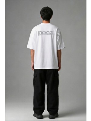 Posh Cabal A02090 Baskılı Oversize Beyaz Erkek T-Shirt