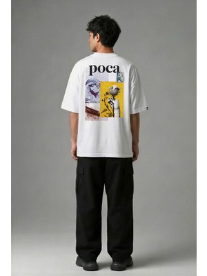 Posh Cabal A03096 Baskılı Oversize Beyaz Erkek T-Shirt