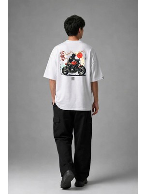 Posh Cabal A03006 Baskılı Oversize Beyaz Erkek T-Shirt