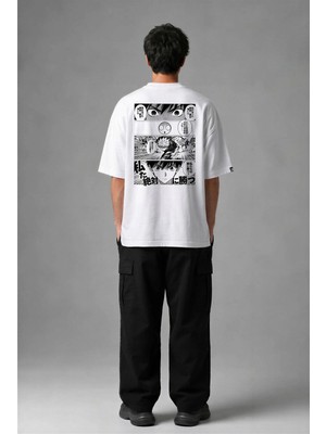 Posh Cabal A03007 Baskılı Oversize Beyaz Erkek T-Shirt