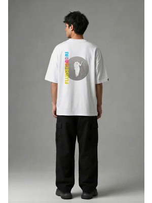 Posh Cabal A02067 Baskılı Oversize Beyaz Erkek T-Shirt