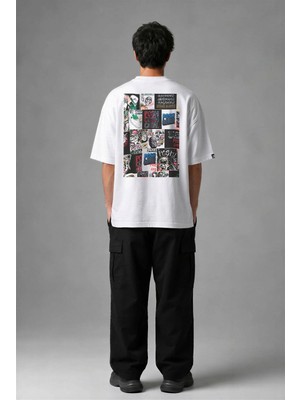Posh Cabal A03082 Baskılı Oversize Beyaz Erkek T-Shirt