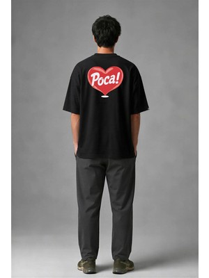 Posh Cabal A02013 Baskılı Oversize Siyah Erkek T-Shirt