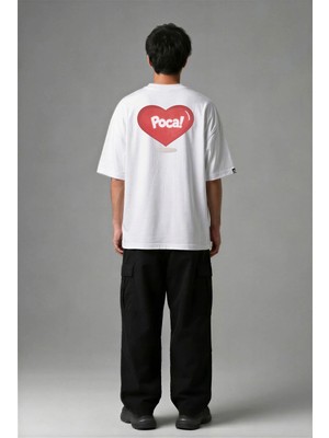 Posh Cabal A02016 Baskılı Oversize Beyaz Erkek T-Shirt