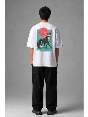 Posh Cabal A02124 Baskılı Oversize Beyaz Erkek T-Shirt