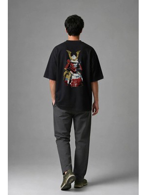 Posh Cabal A02126 Baskılı Oversize Siyah Erkek T-Shirt