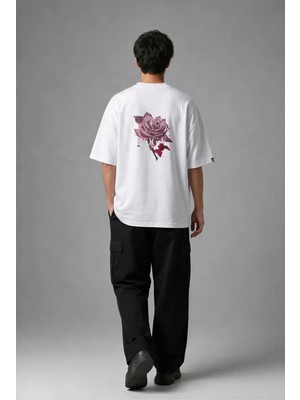 Posh Cabal A02004 Baskılı Oversize Beyaz Erkek T-Shirt