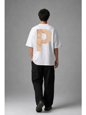 Posh Cabal A02118 Baskılı Oversize Beyaz Erkek T-Shirt