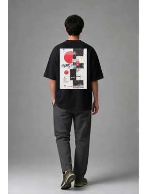 Posh Cabal A02133 Baskılı Oversize Siyah Erkek T-Shirt