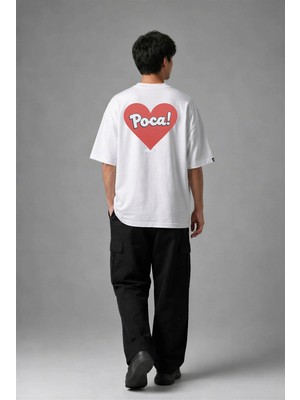 Posh Cabal A02015 Baskılı Oversize Beyaz Erkek T-Shirt