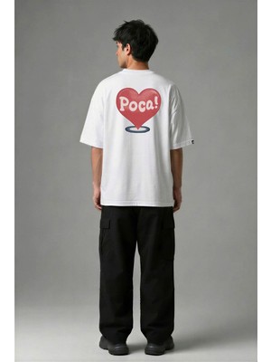 Posh Cabal A02017 Baskılı Oversize Beyaz Erkek T-Shirt