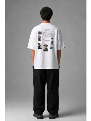 Posh Cabal A03137 Baskılı Oversize Beyaz Erkek T-Shirt