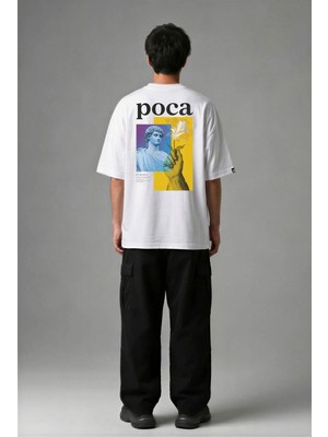 Posh Cabal A03095 Baskılı Oversize Beyaz Erkek T-Shirt