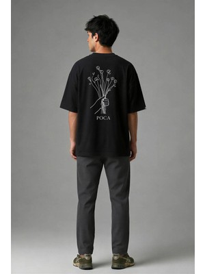 Posh Cabal A01122 Baskılı Oversize Siyah Erkek T-Shirt