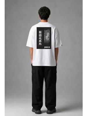 Posh Cabal A03127 Baskılı Oversize Beyaz Erkek T-Shirt