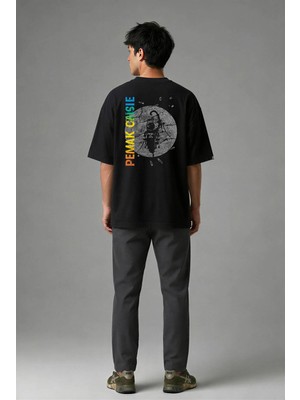 Posh Cabal A01042 Baskılı Oversize Siyah Erkek T-Shirt