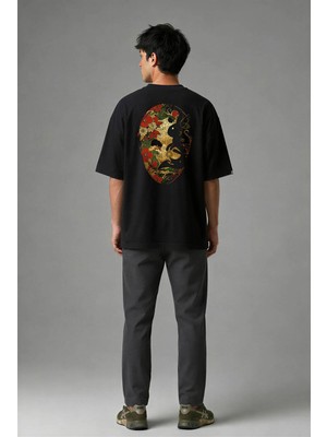 Posh Cabal A01047 Baskılı Oversize Siyah Erkek T-Shirt