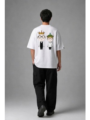 Posh Cabal A02029 Baskılı Oversize Beyaz Erkek T-Shirt