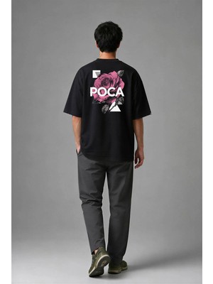 Posh Cabal A01014 Baskılı Oversize Siyah Erkek T-Shirt