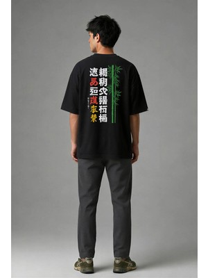 Posh Cabal A01032 Baskılı Oversize Siyah Erkek T-Shirt