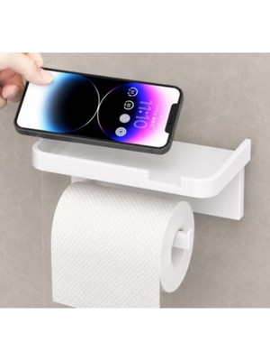 Runaway Yapışkanlı Raflı Tuvalet Kağıdı Askılığı - Matkapsız Banyo Düzenleyici