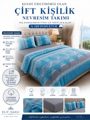 Elif Nazlı Perde Çift Kişilik Nevresim Takımı -% 100 Pamuk
