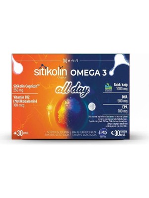 Haver Sitikolin & Omega 3 All Day 60 Kapsül ( 1 Adet )