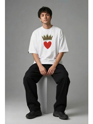 Posh Cabal F02110 Baskılı Oversize Beyaz Erkek T-Shirt