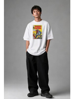 Posh Cabal F02131 Baskılı Oversize Beyaz Erkek T-Shirt