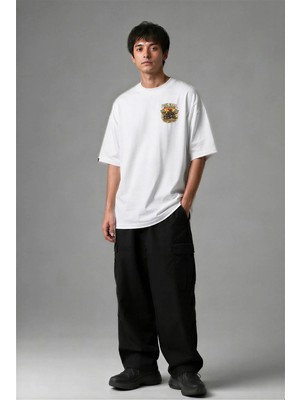 Posh Cabal G02129 Baskılı Oversize Beyaz Erkek T-Shirt
