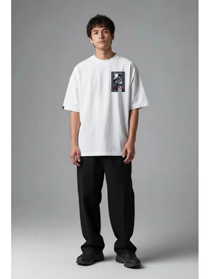 Posh Cabal G02137 Baskılı Oversize Beyaz Erkek T-Shirt