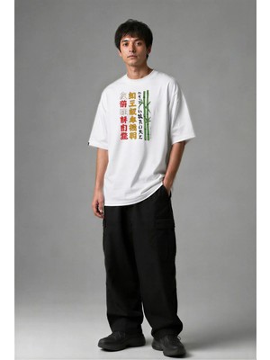 Posh Cabal F03014 Baskılı Oversize Beyaz Erkek T-Shirt