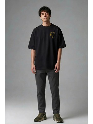 Posh Cabal G02087 Baskılı Oversize Siyah Erkek T-Shirt