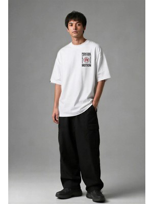 Posh Cabal G03104 Baskılı Oversize Beyaz Erkek T-Shirt