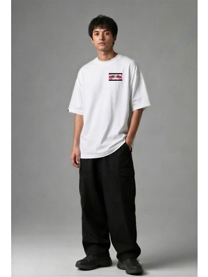 Posh Cabal G02099 Baskılı Oversize Beyaz Erkek T-Shirt