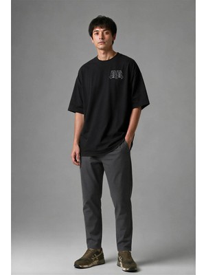 Posh Cabal G01089 Baskılı Oversize Siyah Erkek T-Shirt